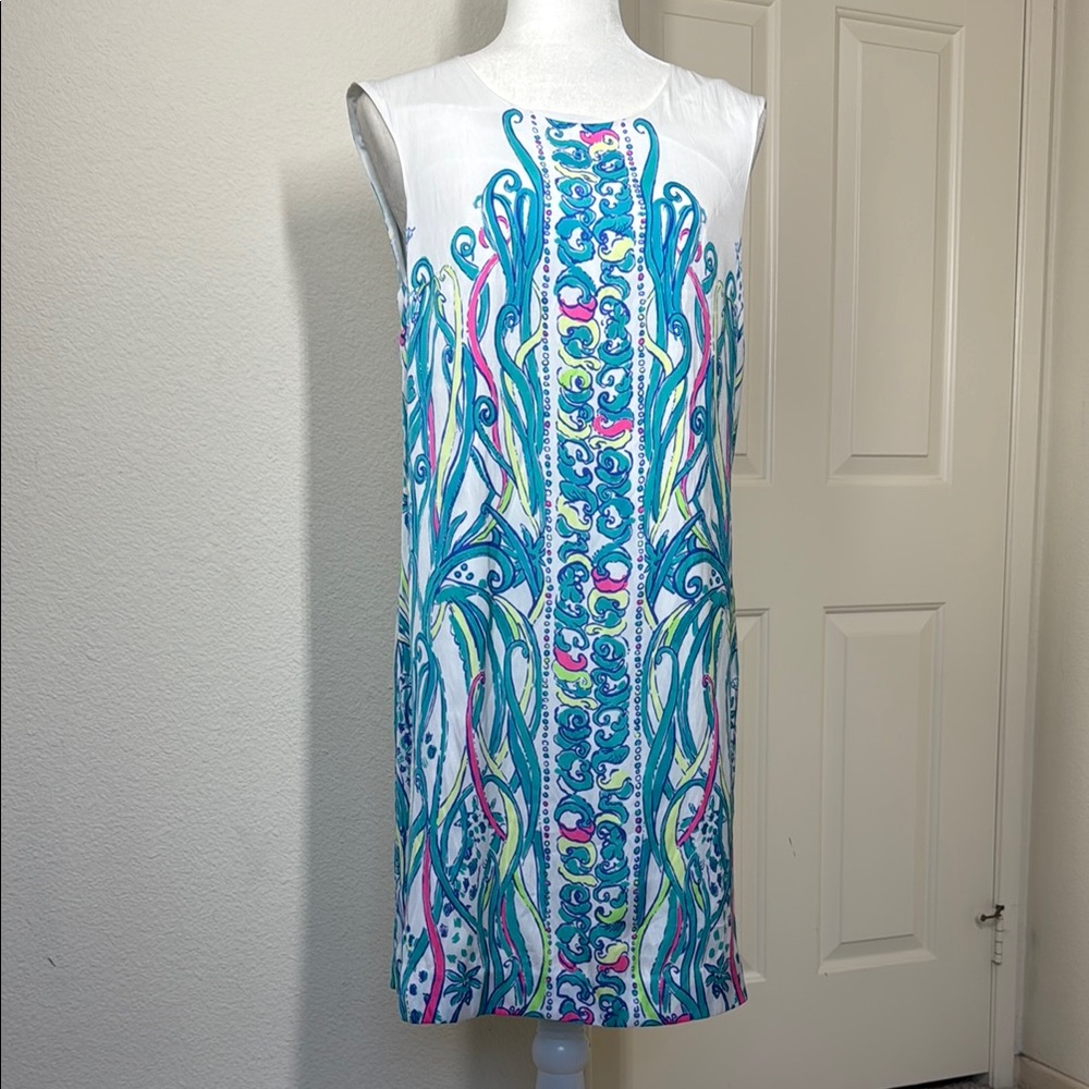 Lilly Pulitzer White and Teal Dress